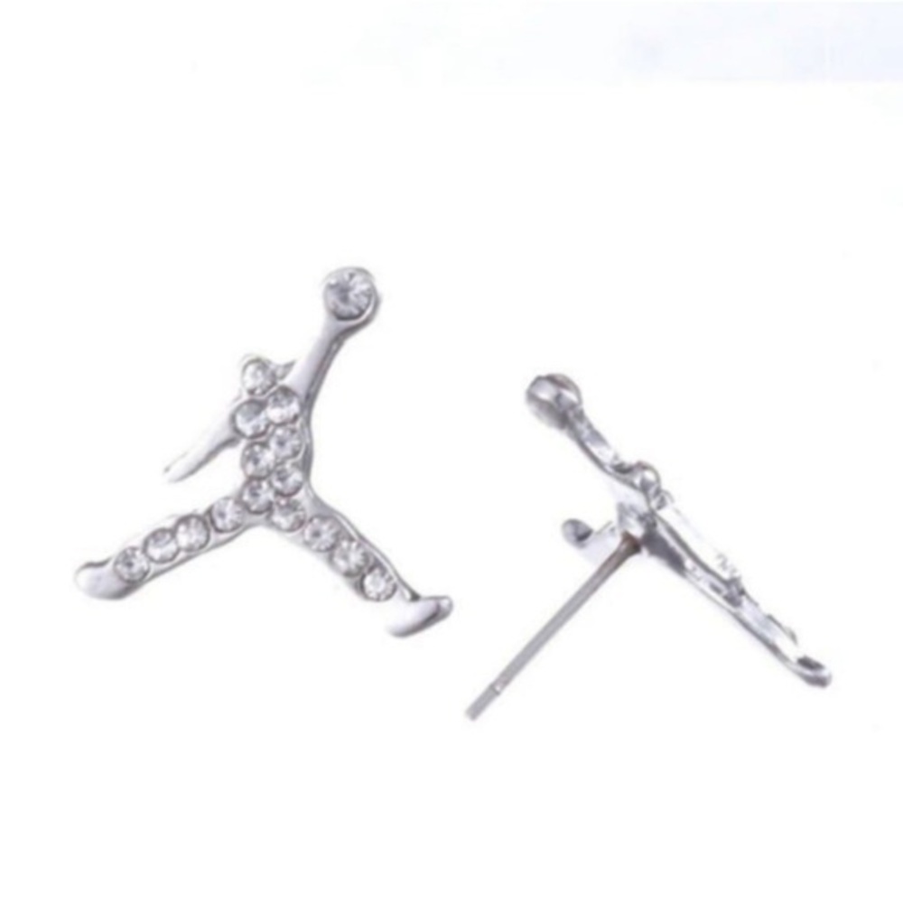 Air Jordan Jump Man Earrings Silver Studs